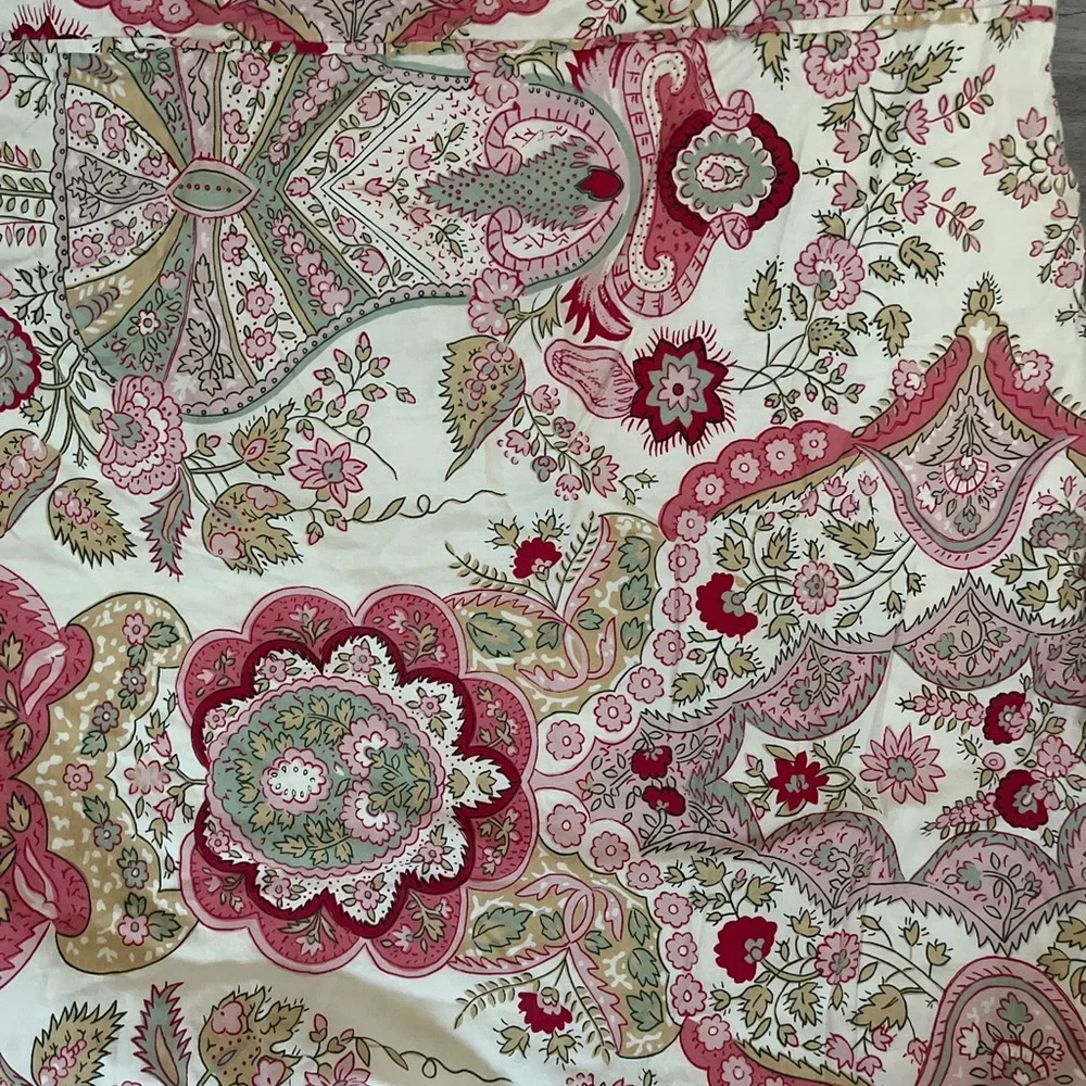 Pottery Barn Twin Duvet + Euro + Standard Sham Pink Cream Sage Red Floral Stripe